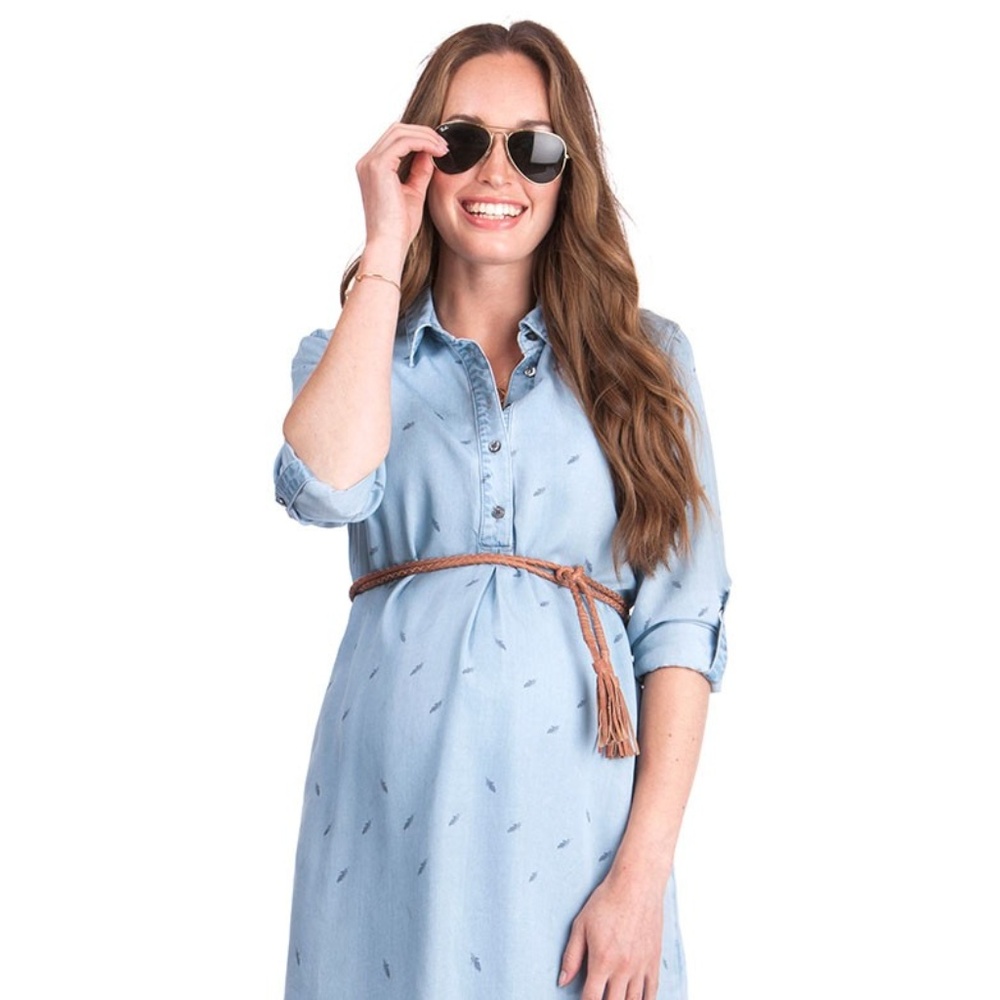 SERAPHINE Denim Blue Maternity Shirt Dress (EU10)